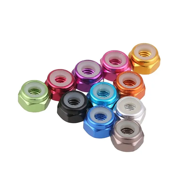 Aluminum M2.5/M3/M4/M5/M6/M8 flange lock nut, nylon lock nut with flange for FPV drone