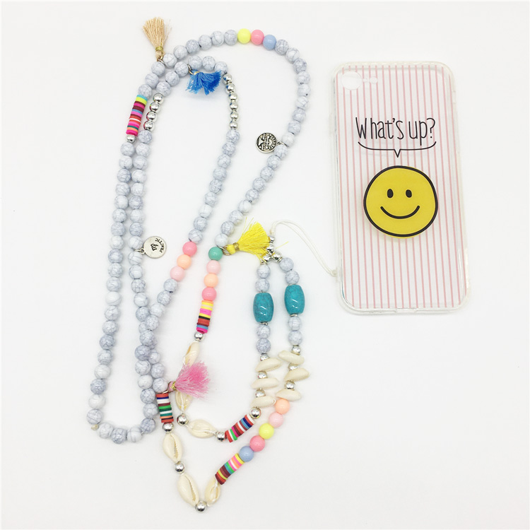 Fashion Long Neck Lanyard Strap Colorful beads phone chains