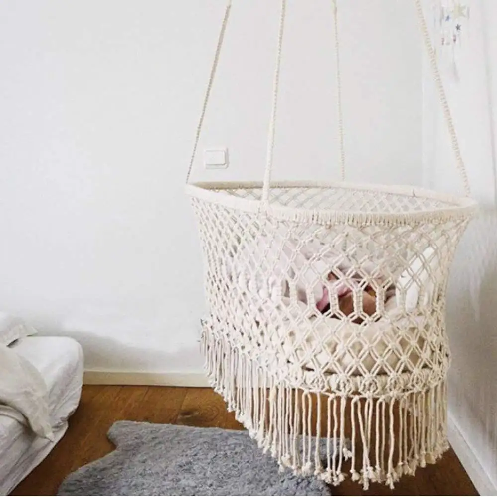 Hamac portable pour nouveau-né, lit-balançoire, panier tissé, blanc, pour bébé de 0 à 6 mois