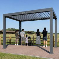Pergola en aluminium Jiake 6063-T5 avec toit à lames motorisées pour parc animalier, jardin, patio, gazebo extérieur, pavillon, terrasse