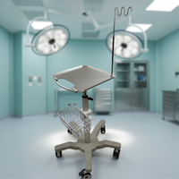 Chariot ECG réglable en hauteur avec 5 roulettes, chariot médical en aluminium anodisé 6061 avec freins et panier métallique pour hôpital et clinique