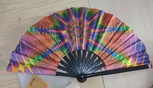 พัดไม้ไผ่ขนาดใหญ่ 33 ซม. พับมือ ทำมือ ทนทาน ลายดอกไม้พิมพ์ สำหรับงานปาร์ตี้ เต้นรำ เทศกาล ของที่ระลึกแกะสลัก - Product Image 5