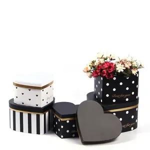 Caja de embalaje de regalo de mármol, caja de flores en forma de corazón de 3 piezas para ramos, caja de floristería, cesta de embalaje para el Día de San Valentín
