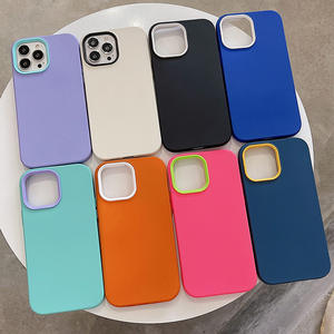 Coque liquide 3-en-1 pour iPhone 16 avec lentille de couleur contrastée, coque en silicone givrée effet peau pour iPhone 15/14/13 - Product Image 1