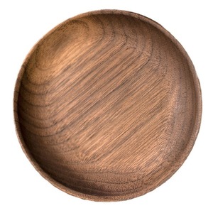 <b>Black</b> Walnut Wood Round <b>Plate</b> Solid Wood Shallow Dish For Tea Party Tableware - Product Image 5