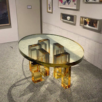 Vente en gros en usine design moderne salon talker table basse villa simple et durable utiliser ellipse table acrylique