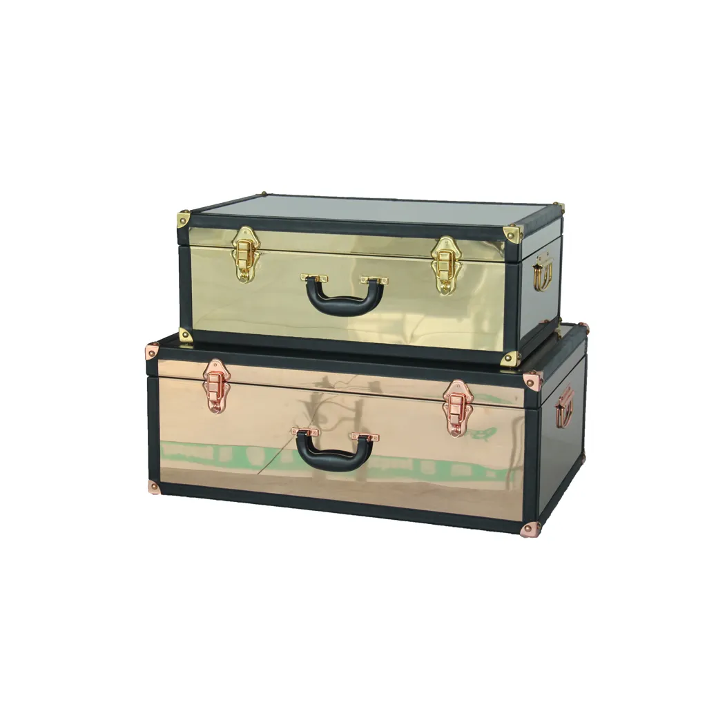 Home decoration gold color stainless steel trunk