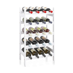 Casier à vin en <span class=keywords><strong>bambou</strong></span> à 5 niveaux, support d'affichage de 20 bouteilles, étagères de rangement en bois pour cuisine, garde-manger, cave, bar, blanc - Product Image 1
