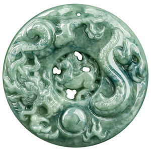 Colgantes de diseño de dragón vívido de Jade de grado A, colgantes de Jade tipo hielo para hombres y mujeres, Jadeíta Natural de Certificado de evaluación - Product Image 3