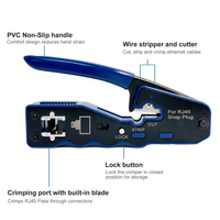 Pince à sertir Easy Pass pour câbles réseau RJ11 RJ12 RJ45 Cat5e Cat6, finition oxyde noir, pour Ethernet DIY
