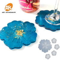 AK Craft Alat Kerajinan Sakura Cetakan Silikon Epoksi Resin Coaster Bunga Kelopak untuk DIY Nampan Hidangan Penutup Kue Pernikahan