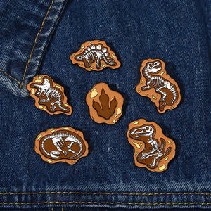 Prezzo all'ingrosso Dino Spine di smalto fossile Custom dinosauri spille risvolto distintivi Jurassic animali scheletri gioielli regalo per amico - Product Image 3