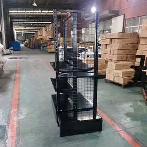 Étagère de supermarché double face en fil métallique avec panneau arrière en treillis métallique pour magasin de détail, gondole de rayonnage en fil métallique - Product Image 4
