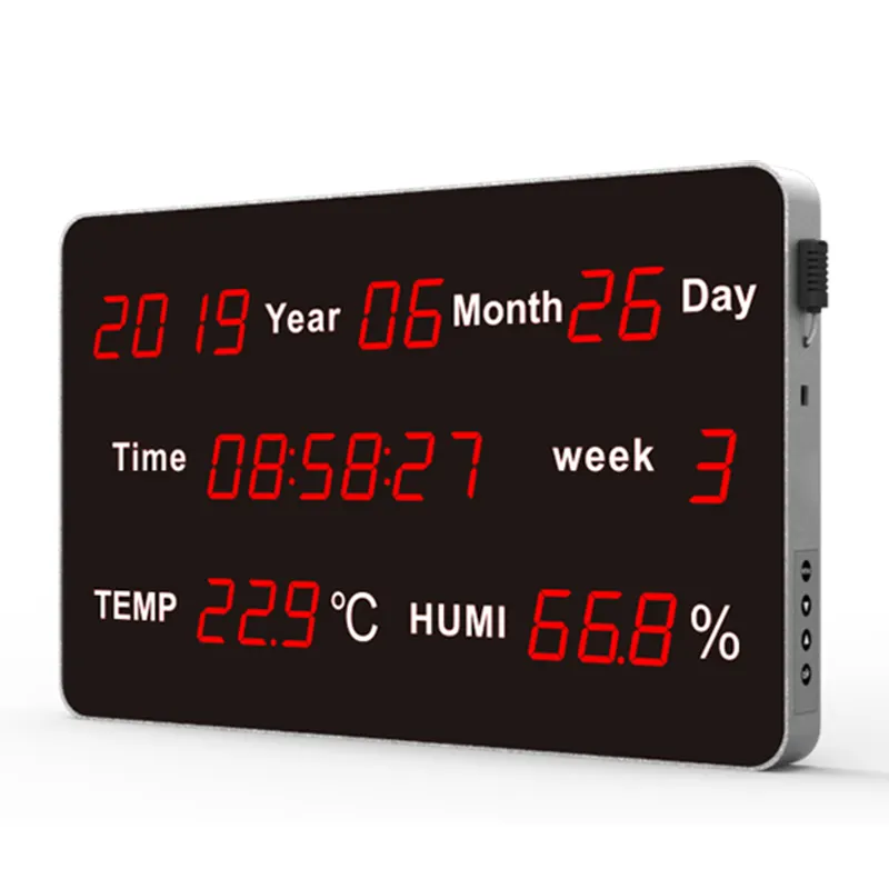 Thermomètre et hygromètre numérique LED (HE218B), avec alarme son et lumière, année de données pour entrepôt