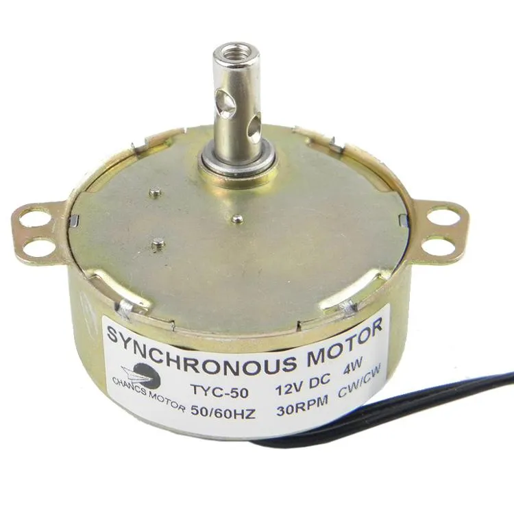 Motor síncrono dc TYC-50 12v, motor de engrenagem de redução de motores elétricos cw/ccw 4w