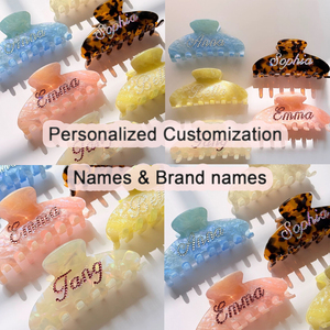 DongDong Pinces à <span class=keywords><strong>Cheveux</strong></span> en Acétate Personnalisées avec Logo, <span class=keywords><strong>Strass</strong></span> Colorés, Grandes, pour Femmes, Usage Quotidien et Cadeaux - Product Image 2