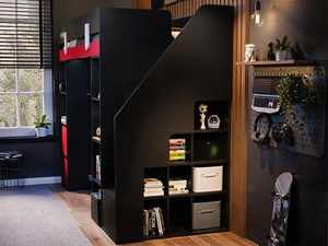 Diseño de <span class=keywords><strong>Cama</strong></span> Alta para Adolescentes con Espacio para Juegos y Computadora, Mesa y Escaleras de Almacenamiento - Product Image 3