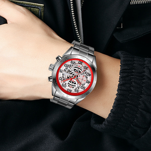 Reloj cronógrafo redondo para hombre, reloj de pulsera de lujo de acero inoxidable, reloj de cuarzo resistente al agua 30M - Product Image 2