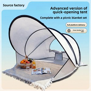 Outdoor Quick-Setup Tent Sun Protection Windproof 1000mm Waterproof No Assembly Required <strong>Beach</strong> Picnic Shade Single-Layer - Product Image 1