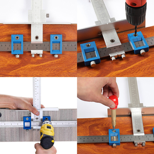 Sistema de plantilla ajustable para agujeros ocultos, herramienta de carpintería para unión de madera, plantilla para herrajes de gabinetes, punzonadora vertical - Product Image 3