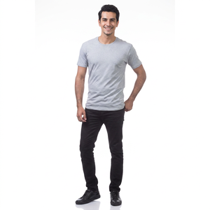 T-shirt à manches courtes et col rond pour homme, coupe ajustée, T-shirt à manches courtes et col rond pour homme, poids lourd, T-shirt grande taille - Product Image 1