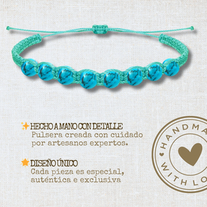 Pulsera de Cuentas Turquesas Hecha a Mano con Hilo Encerado Resistente, Piedra Natural Ajustable para Mujeres y Hombres, Joyería Fina de Amuleto - Product Image 2