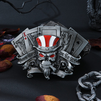 Hebilla de aleación vintage con diseño de calavera de motero y alas, estilo 'Bad to the Bone', para cinturón de estilo motorista, western y punk, compatible con correas de 38mm, apta para detección con detector de metales.