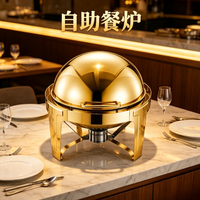 XY Gepolijste Gouden Ronde Koepel Chafing Dish 6L 0°C-70°C Commerciële Keuken- & Restaurantuitrusting