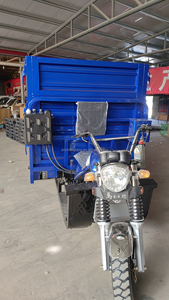 Tricycle motorisé à <span class=keywords><strong>essence</strong></span> à <span class=keywords><strong>neuf</strong></span> roues semi-ouvert à côtés surélevés, personnalisable et robuste, avec compartiment arrière pour le transport de marchandises - Product Image 4