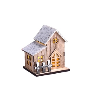 Mini LED Light Wooden <strong>House</strong> Figurines <strong>Christmas</strong> <strong>Village</strong> Ornaments for Home &amp; Party Table Gift Decoration - Product Image 4
