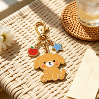 Porte-clés en métal en gros, design animal, mignon et créatif, chat et chien, émail dur, breloque de sac, pendentif, porte-clés personnalisé en métal