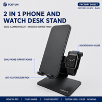 Support de téléphone de bureau en alliage d'aluminium, support double pour téléphone portable, support pour montre connectée, organisateur pour bureau et maison, OEM ODM, vente en gros