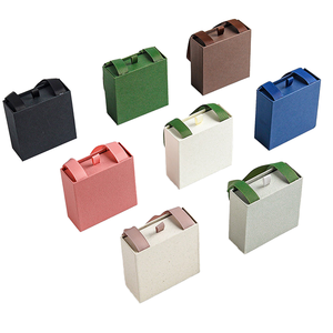 Boîtes cadeaux de luxe avec poignée en ruban, boîtes en carton texturé mat en plusieurs couleurs pour bijoux et petits cadeaux - Product Image 1