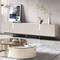 Meuble TV moderne pour salon Table en marbre avec tiroirs Console Meuble TV avec cadre en métal