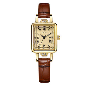 Nouvelle montre pour femme, style vintage de haute valeur, petit cadran carré, bracelet en cuir, montre rétro - Product Image 6