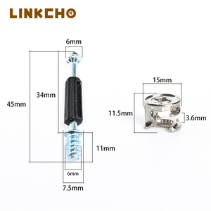 LINKCHO Khớp nối nội thất ba trong một vô hình Minifix Thanh nối nhanh và phụ kiện thanh tự khoan cho tủ - Product Image 1