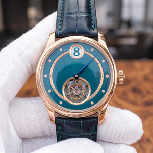 Fabricantes de relojes de pulsera de lujo para hombre con movimiento de hora saltarina, tourbillon mecánico, esfera azul hielo con efecto rayos de sol, logotipo personalizado, OEM ODM. - Product Image 3