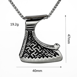 yunnique <b>Titanium</b> Steel Viking Axe Pendant Men's Necklace Stainless Steel Geometric Themed Gift Jewelry Fashion Accessory - Product Image 5