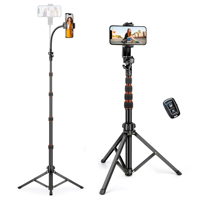 Portable Folding Metal Tripod Stand Phone Holder for Phone and Camera for Outdoor & Indoor Use
