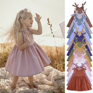Vestiti per <span class=keywords><strong>neonata</strong></span> vestiti per neonati vestiti estivi da bambina prendisole Casual con fiocco abiti per neonati vestiti per bambini in cotone - Product Image 4
