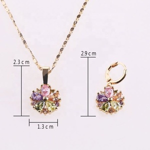 ชุดเครื่องประดับแฟชั่น HD Jewelry ลายดอกไม้ ชุบทอง 18k สร้อยคอพร้อมจี้และต่างหูสำหรับผู้หญิง - Product Image 5