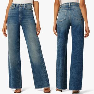 กางเกงยีนส์วินเทจสีน้ำเงินฟอกทรงขาบานเอวสูงสำหรับผู้หญิง - Product Image 1