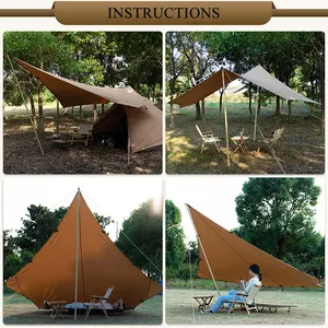 Outdoor Camping TC/65/35 210gsm Poly Cotton Canopy Shelter Sunshade Rain Fly Tarp Luxury Camping Tent