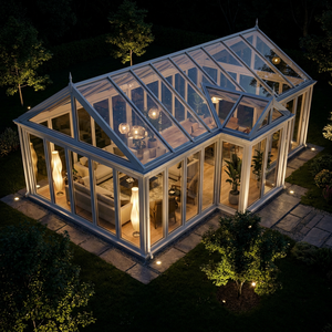 Veranda Moderna in Alluminio e Vetro, Lussuoso Solarium <span class=keywords><strong>da</strong></span> Esterno, <span class=keywords><strong>Giardino</strong></span> d'Inverno con Vetro Laminato Temperato per Villa e <span class=keywords><strong>Giardino</strong></span> - Product Image 4