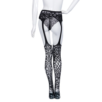 Bas de contention sexy en jacquard floral, entrejambe ouvert, en Spandex/Nylon, respirants, séchage rapide, transparents, pour femme, lingerie exotique