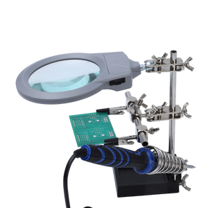 90mm 3 Dio Desktop multifunzione mano lente d'ingrandimento supporto ferro saldatore con luce a Led - Product Image 5