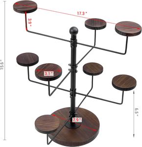 Support de table en métal noir mat industriel avec crochets ronds en <span class=keywords><strong>bois</strong></span> massif brûlé rustique, présentoir de table - Product Image 5