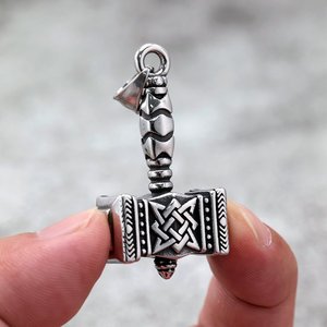yunnique Men's Stainless Steel Thor's Hammer Pendant Necklace Geometric Design Gift Jewelry - Product Image 3