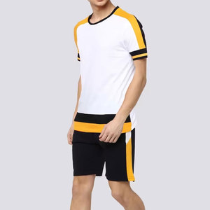 Vêtements de mode respirants pour l'été, ensembles décontractés pour hommes, t-shirts à manches courtes et shorts, 100% coton - Product Image 2