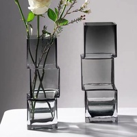 Vase d'art de style avancé Décoration Vase transparent en verre de luxe léger